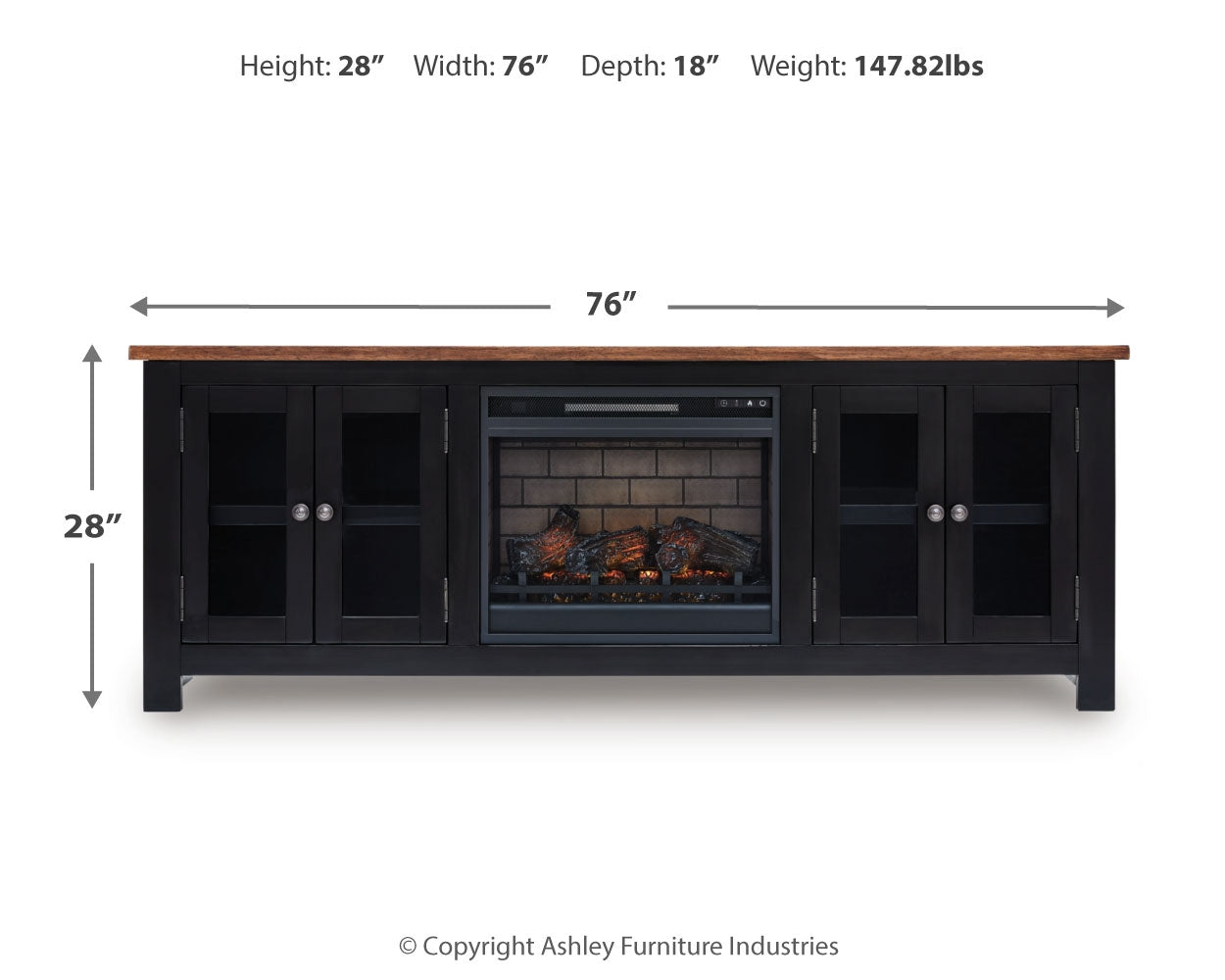 Wildenauer 76" TV Stand with Electric Fireplace