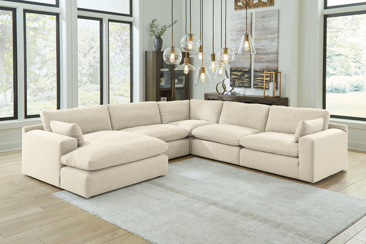 Stuart Furniture Outlet - Ashley Furniture - Elyza Sectional - RAF 5-Piece Sectional with Chaise / Linen - 10006S6