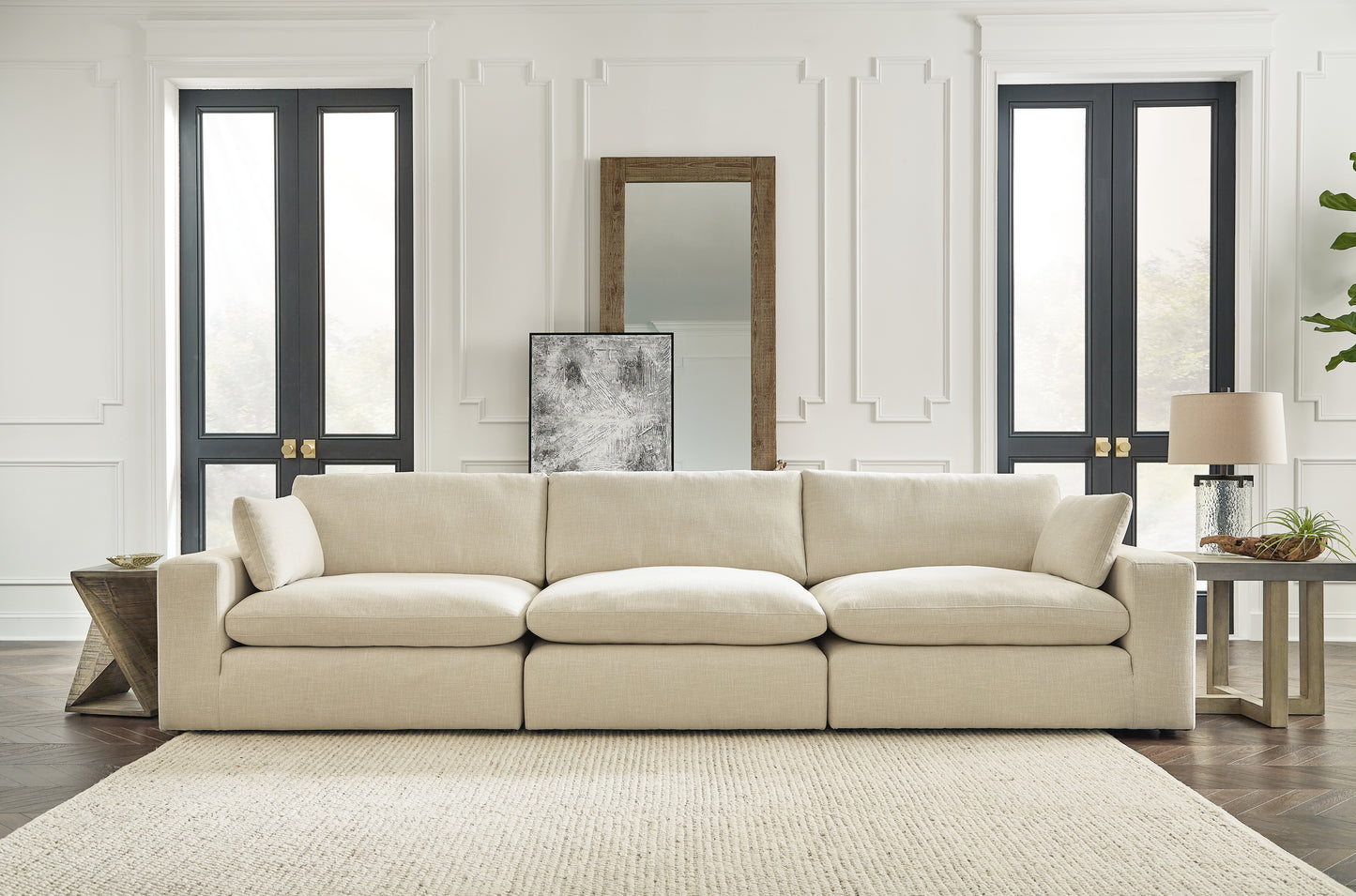 Stuart Furniture Outlet - Ashley Furniture - Elyza Sectional - RAF 3-Piece Sectional Sofa / Linen - 10006S2