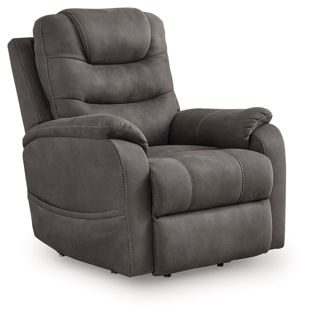 Stuart Furniture Outlet - Ashley Furniture - Snowfield Living Room - Power Lift Recliner / Gunmetal - 1760912