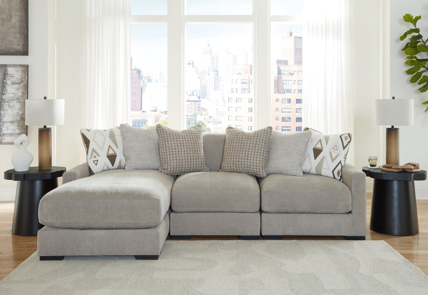 Stuart Furniture Outlet - Ashley Furniture - Aslan Court Sectional - RAF 3-Piece Sofa Sectional with Chaise / Pebble - 20305S3