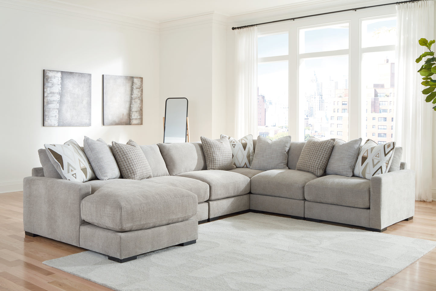 Stuart Furniture Outlet - Ashley Furniture - Aslan Court Sectional - RAF 6-Piece Sectional with Chaise / Flax - 20305S8