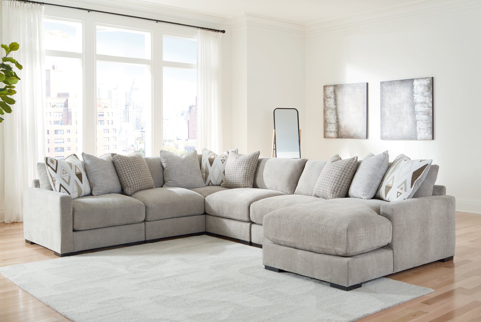 Stuart Furniture Outlet - Ashley Furniture - Aslan Court Sectional - RAF 6-Piece Sectional with Chaise / Flax - 20305S8