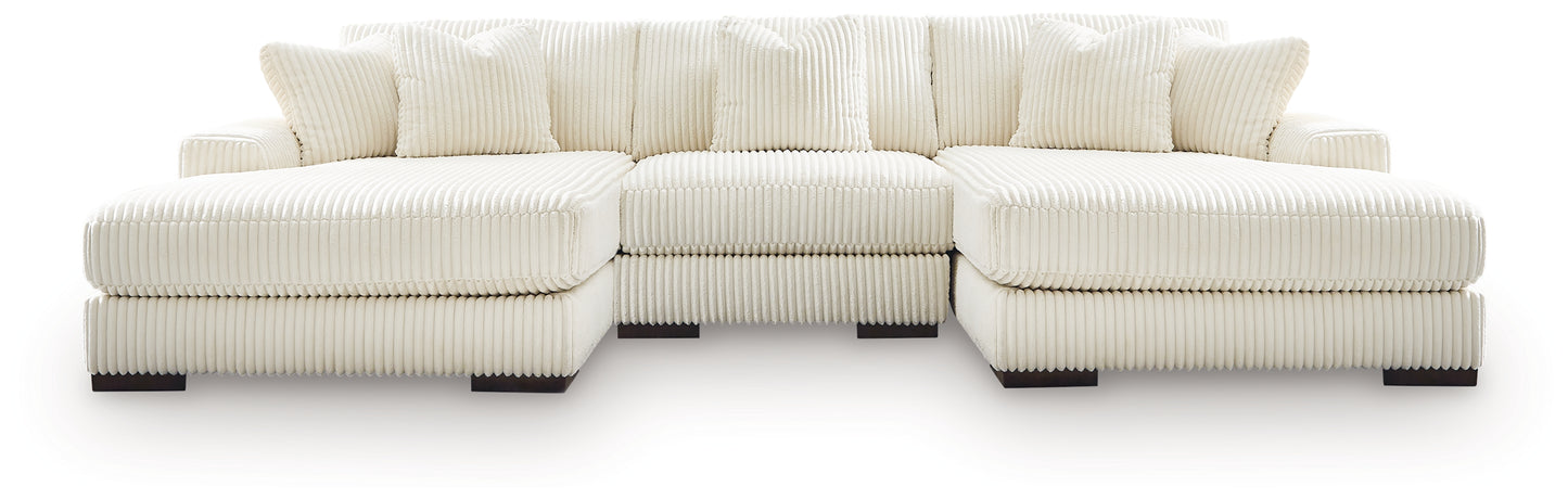 Stuart Furniture Outlet - Ashley Furniture - Lindyn Sectional - RAF 3-Piece Sectional with Double Chaise / Ivory - 21104S18