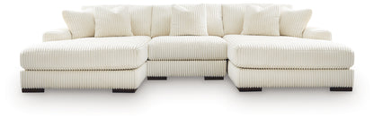 Stuart Furniture Outlet - Ashley Furniture - Lindyn Sectional - RAF 3-Piece Sectional with Double Chaise / Ivory - 21104S18