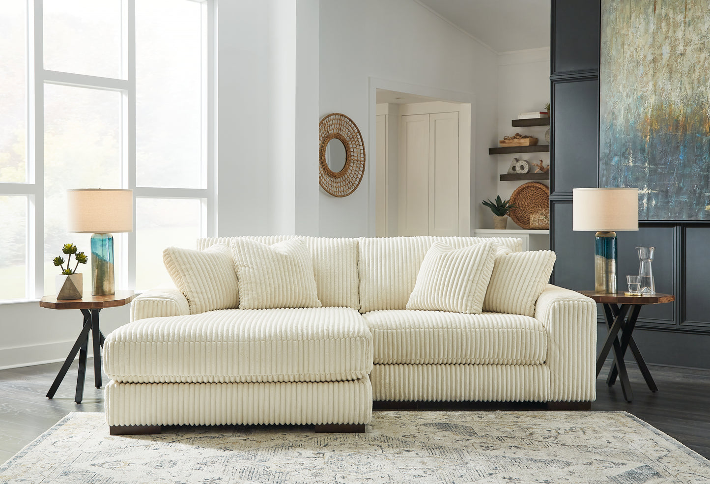 Stuart Furniture Outlet - Ashley Furniture - Lindyn Sectional - RAF 2-Piece Sectional with Chaise / Ivory - 21104S3