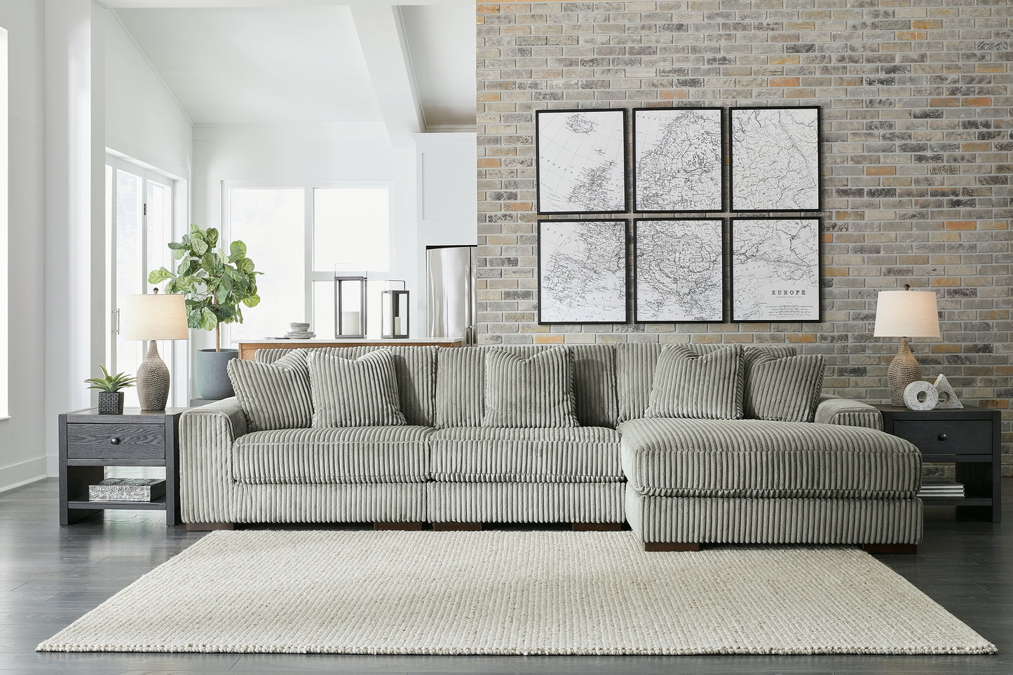 Stuart Furniture Outlet - Ashley Furniture - Lindyn Sectional - RAF 3-Piece Sectional with Chaise / Fog - 21105S9
