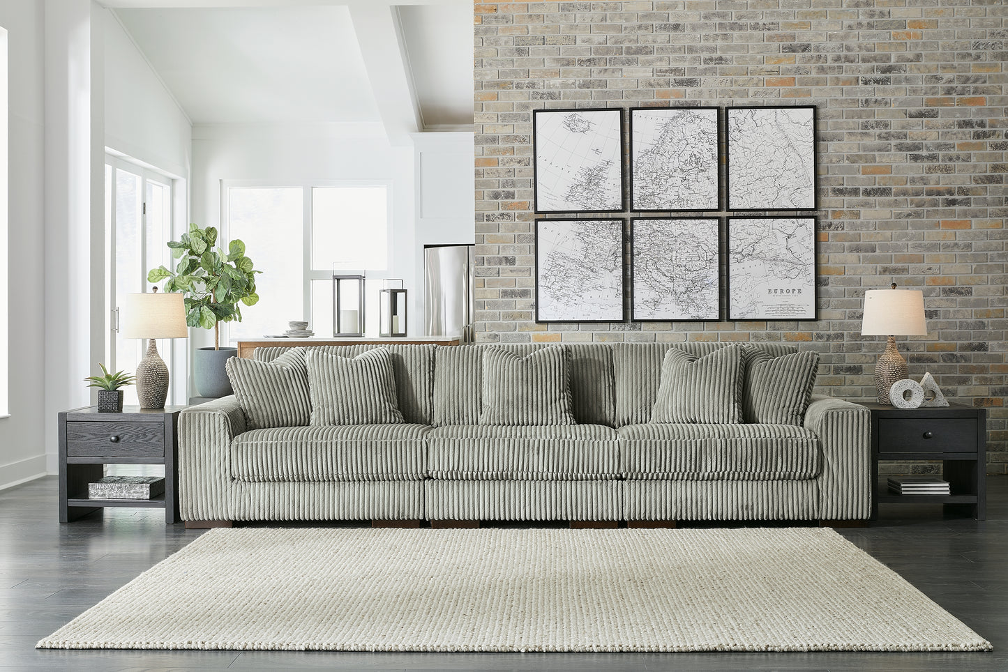 Stuart Furniture Outlet - Ashley Furniture - Lindyn Sectional - RAF 3-Piece Sectional Sofa / Fog - 21105S14