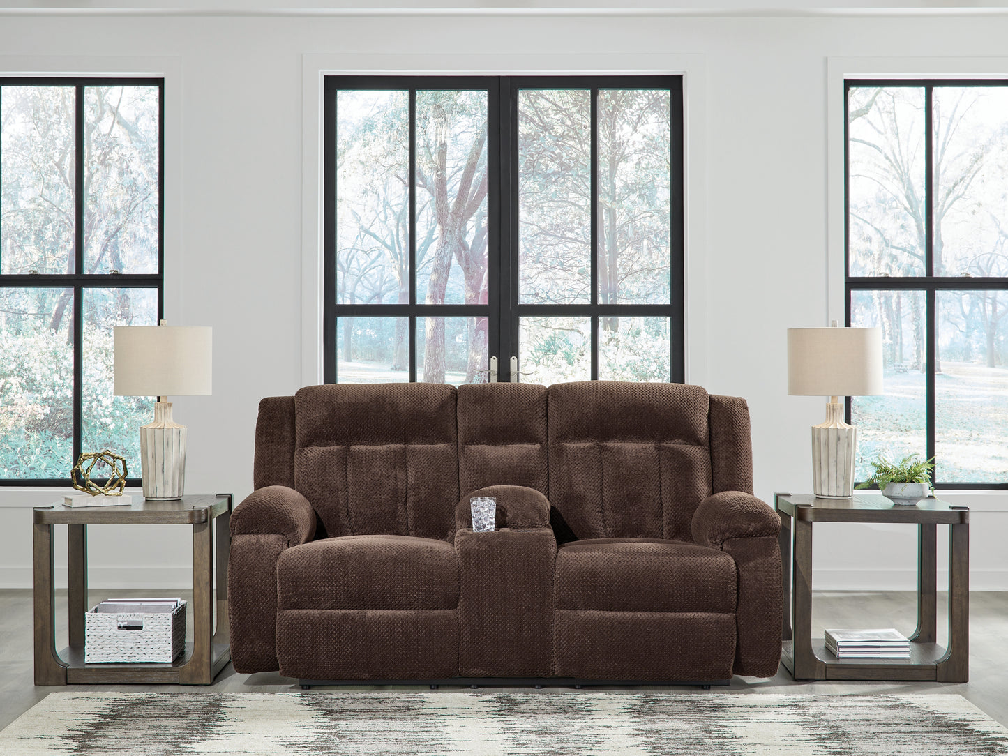 Stuart Furniture Outlet - Ashley Furniture - Observation Living Room - DBL REC PWR Loveseat w/Console / Chocolate - PC2140696