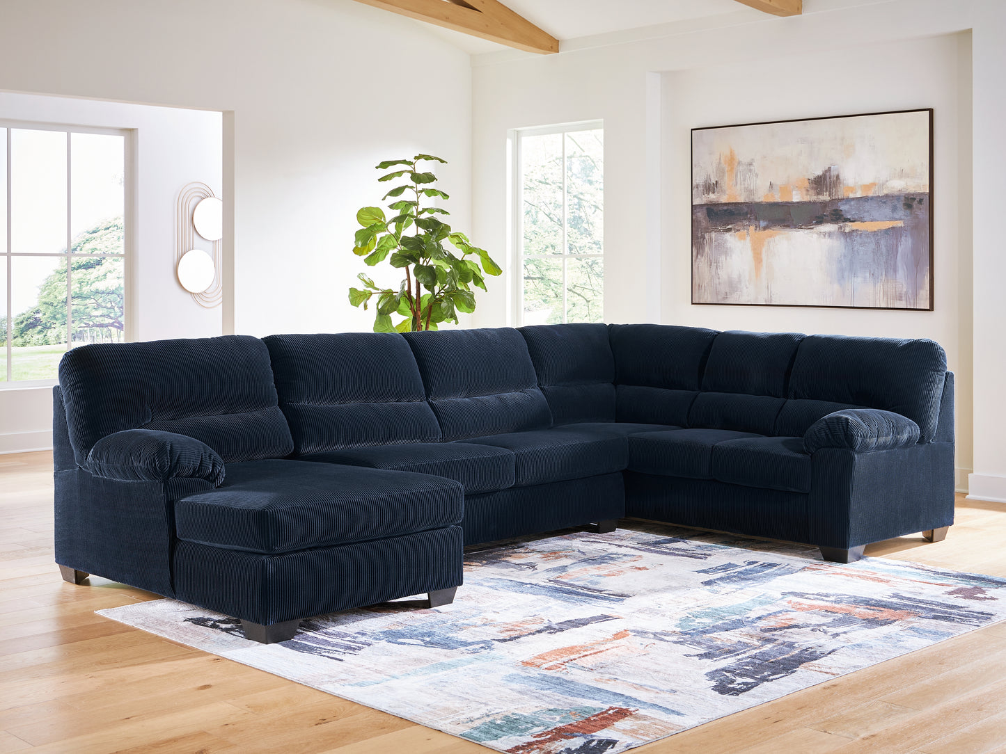 Stuart Furniture Outlet - Ashley Furniture - SimpleJoy Sectional - RAF 3-Piece Sectional with Chaise / Navy - 24205S1