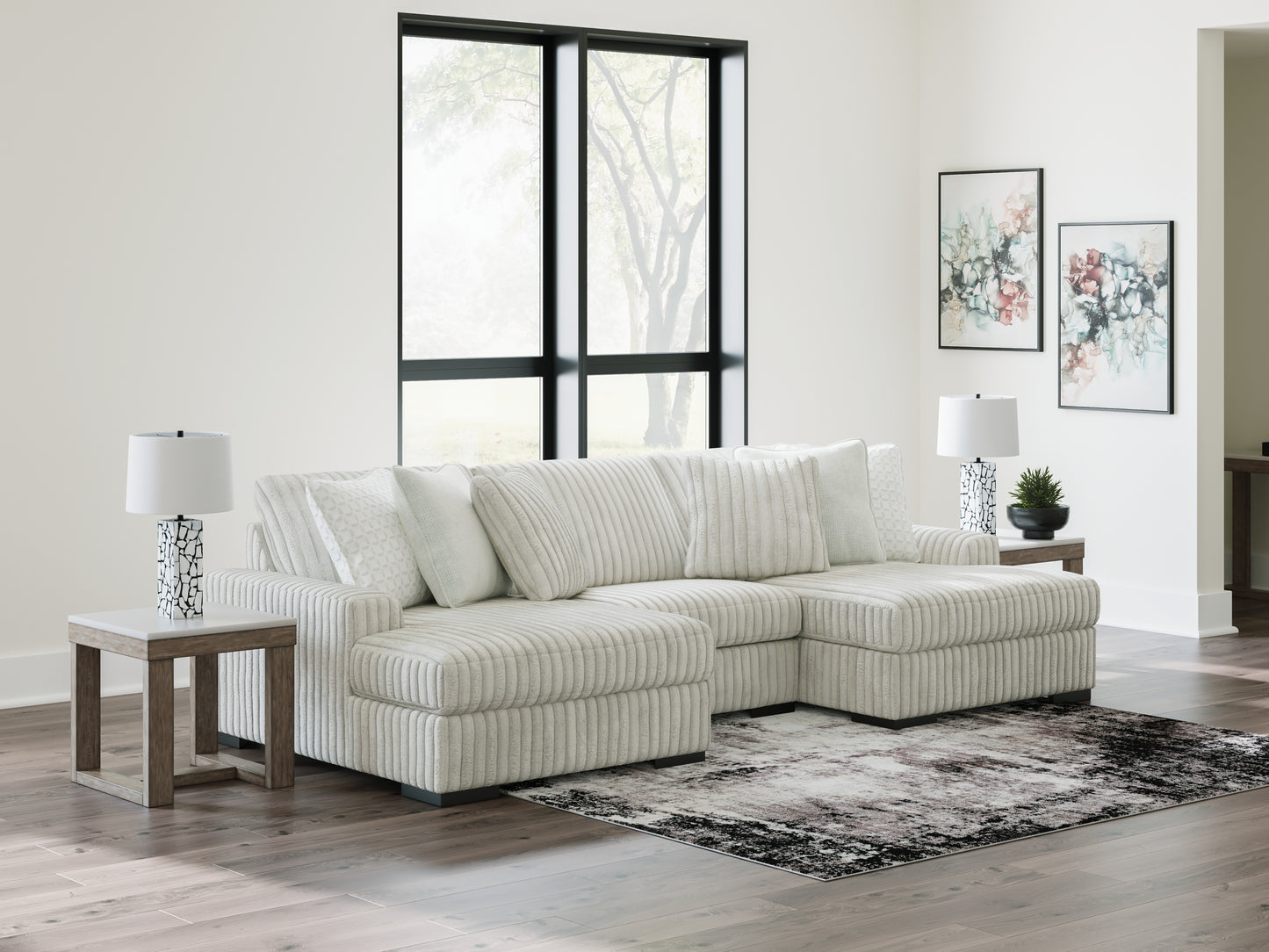 Stuart Furniture Outlet - Ashley Furniture - Stupendous Sectional - RAF 3-Piece Sectional with Double Chaise / Alloy - 25903S4