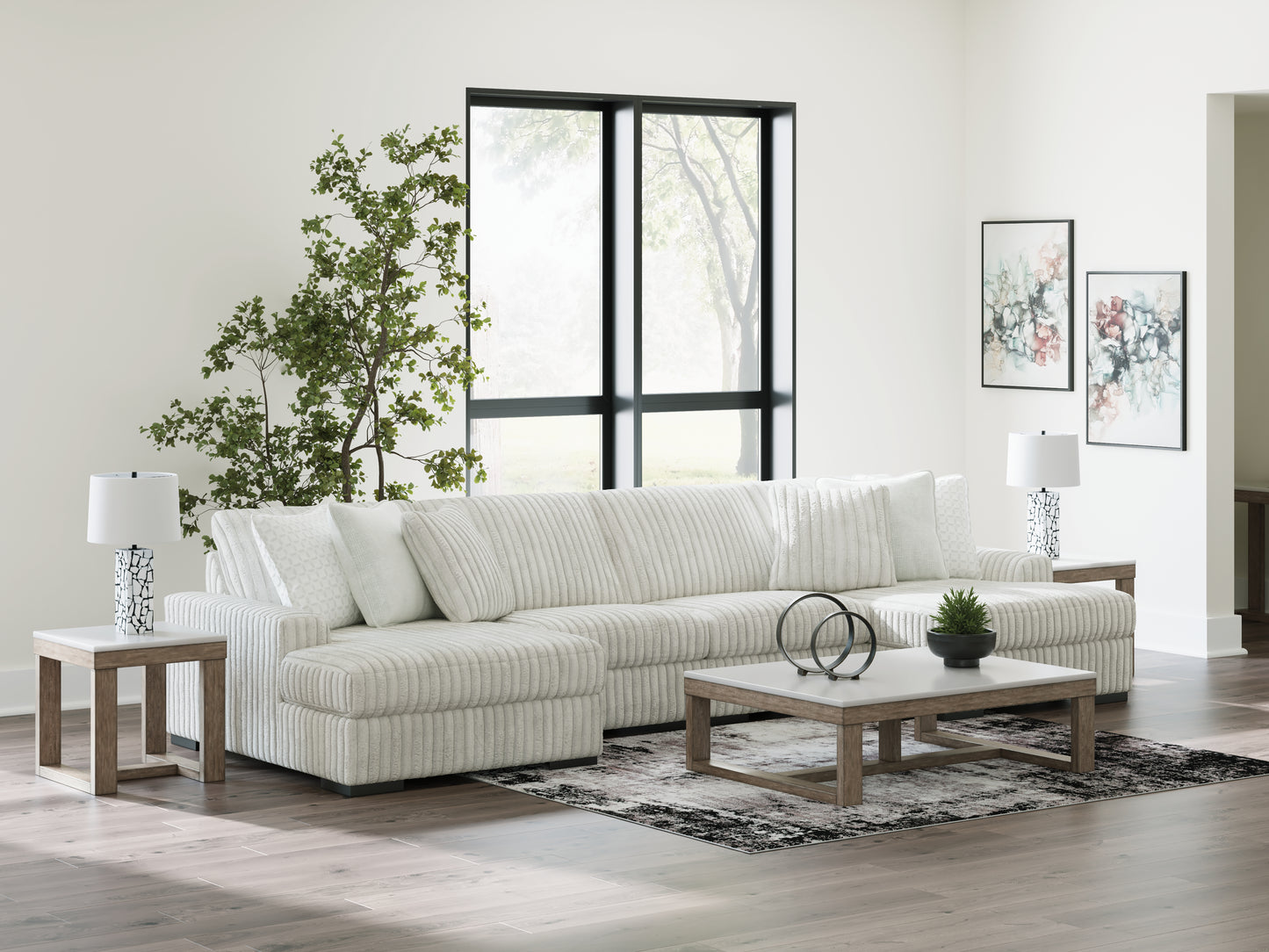 Stuart Furniture Outlet - Ashley Furniture - Stupendous Sectional - RAF 4-Piece Sectional with Double Chaise / Alloy - 25903S5