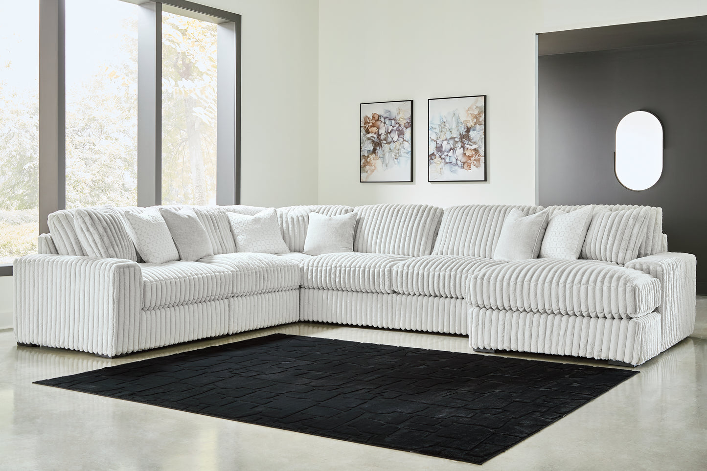Stuart Furniture Outlet - Ashley Furniture - Stupendous Sectional - RAF 6-Piece Sectional with Chaise / Alloy - 25903S22