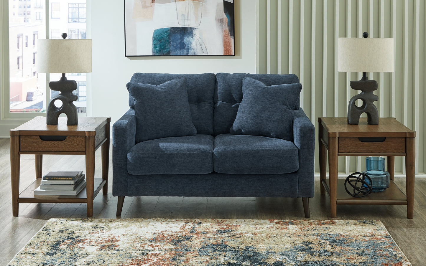Stuart Furniture Outlet - Ashley Furniture - Bixler Living Room - Loveseat / Navy - 2610635