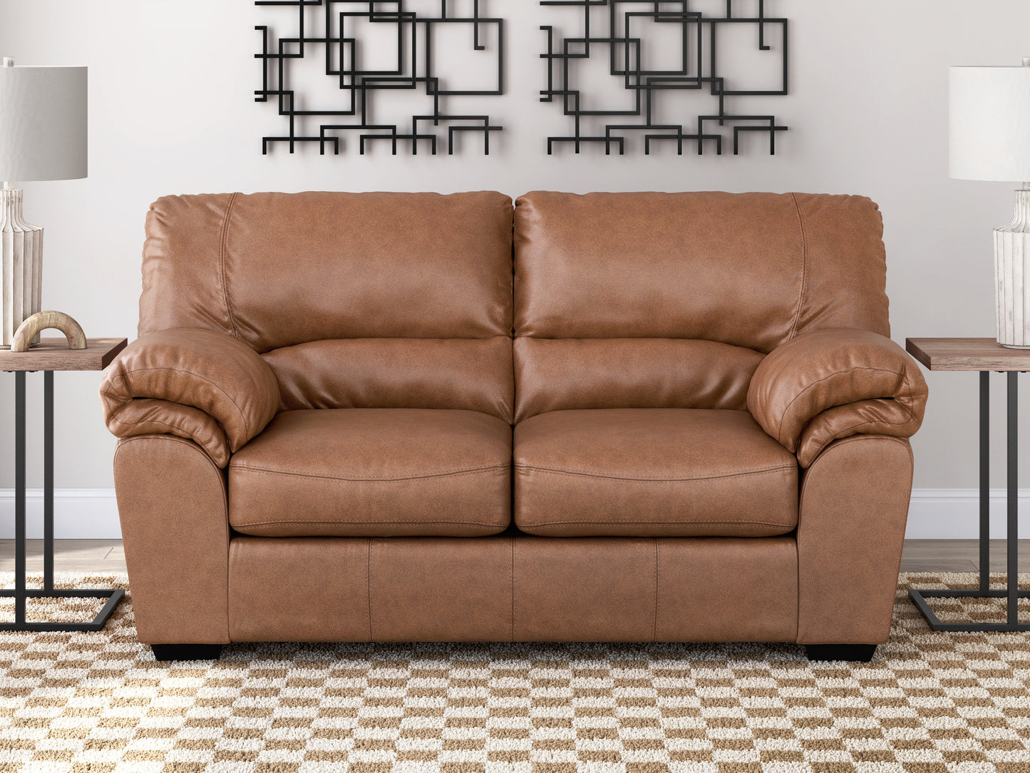 Stuart Furniture Outlet - Ashley Furniture - WillowBend Living Room - Loveseat / Caramel - PC2770435