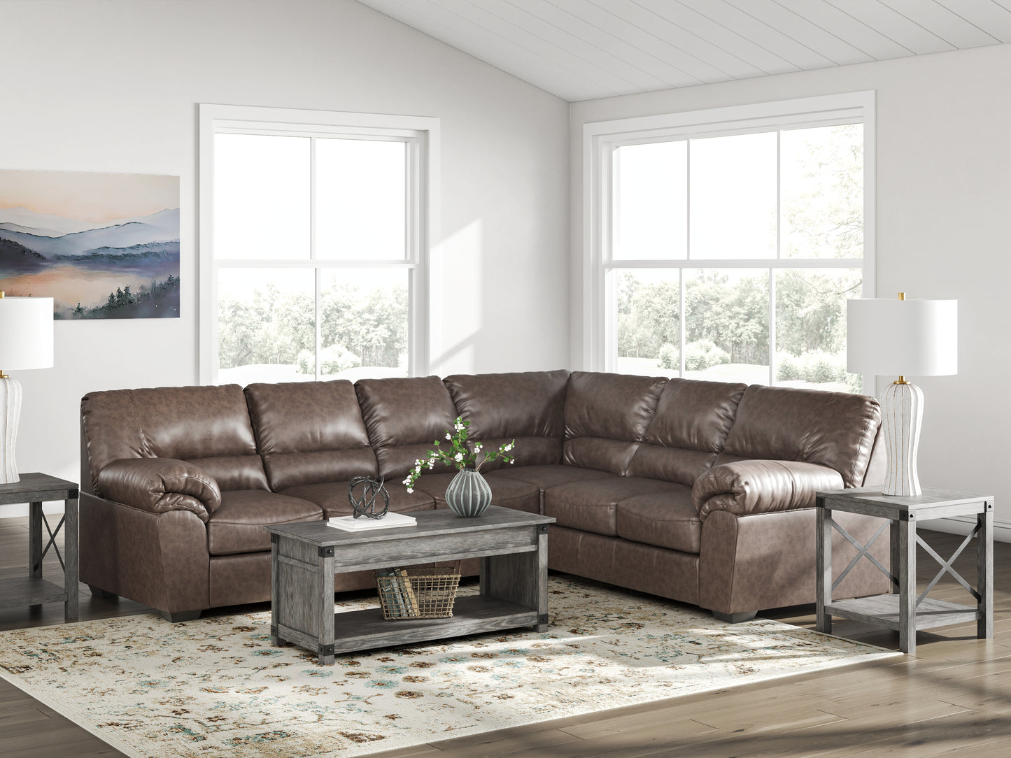 Stuart Furniture Outlet - Ashley Furniture - WillowBend Sectional - RAF 3-Piece Sectional / Umber - PC27705S3