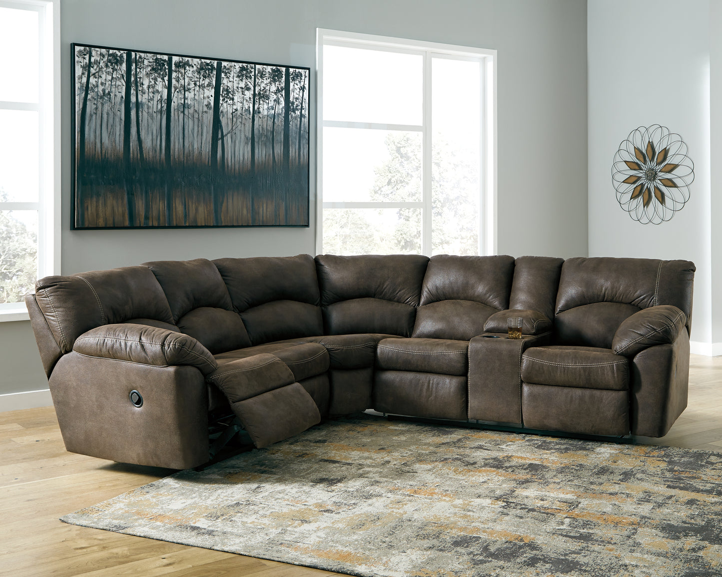 Stuart Furniture Outlet - Ashley Furniture - Tambo Sectional - 2-Piece Reclining Sectional / Canyon - 27802S1