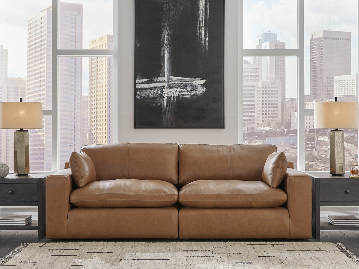 Stuart Furniture Outlet - Ashley Furniture - Emilia Sectional - RAF 2-Piece Sectional Loveseat / Caramel - 30901S1