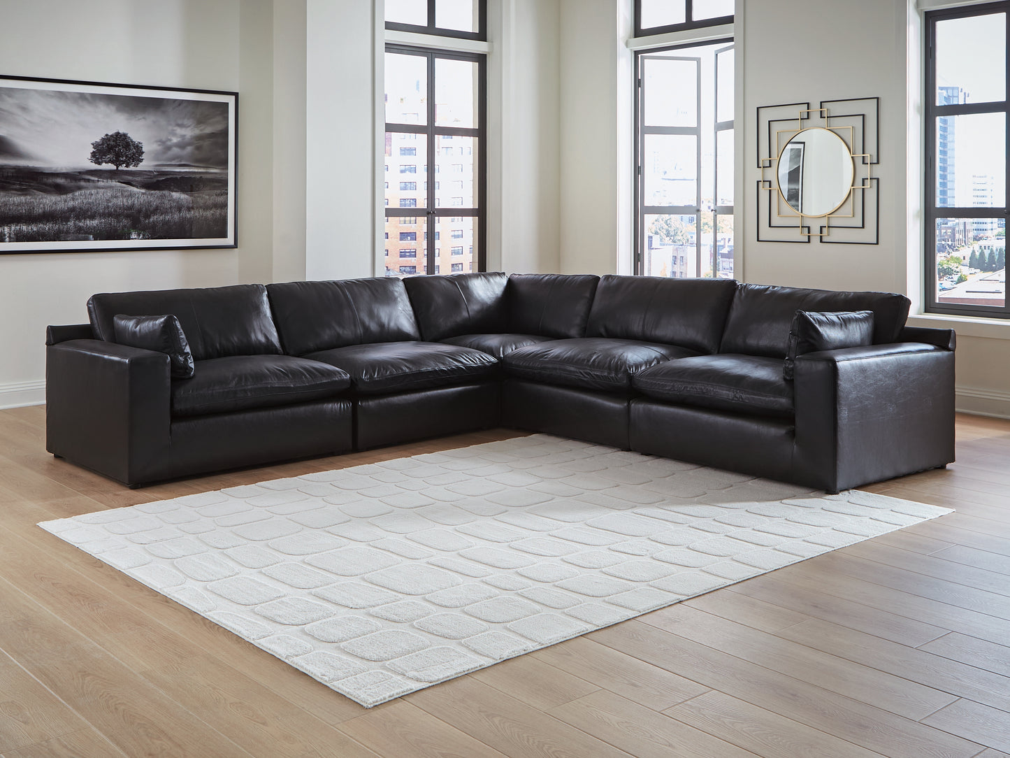 Stuart Furniture Outlet - Ashley Furniture - Emilia Sectional - RAF 5-Piece Sectional / Black - 30902S4