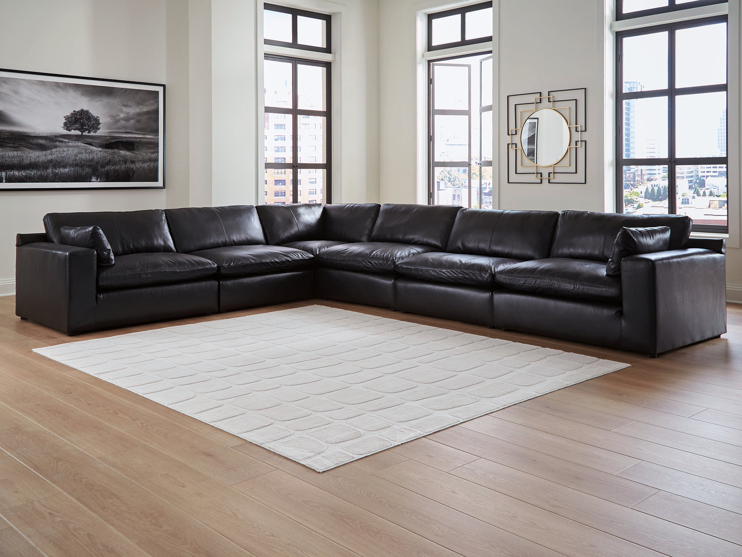 Stuart Furniture Outlet - Ashley Furniture - Emilia Sectional - RAF 6-Piece Sectional / Black - 30902S5