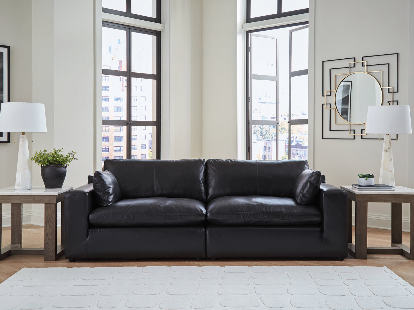 Stuart Furniture Outlet - Ashley Furniture - Emilia Sectional - RAF 2-Piece Sectional Loveseat / Black - 30902S1