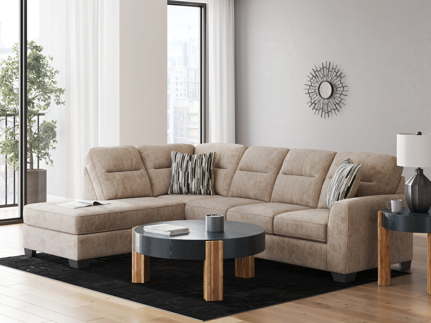 Stuart Furniture Outlet - Ashley Furniture - Olten Sectional - RAF 2-Piece Sectional with Chaise / Mocha - 31304S1