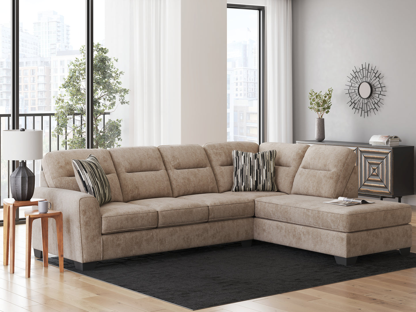 Stuart Furniture Outlet - Ashley Furniture - Olten Sectional - LAF 2-Piece Sectional with Chaise / Mocha - 31304S2