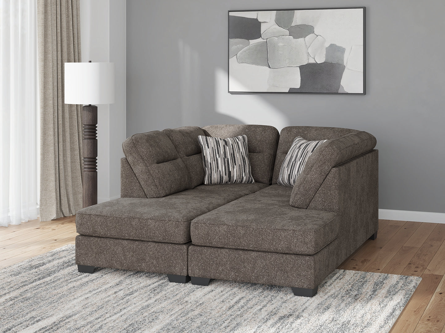 Stuart Furniture Outlet - Ashley Furniture - Olten Sectional - RAF 2-Piece Super Chaise / Graphite - 31305S3