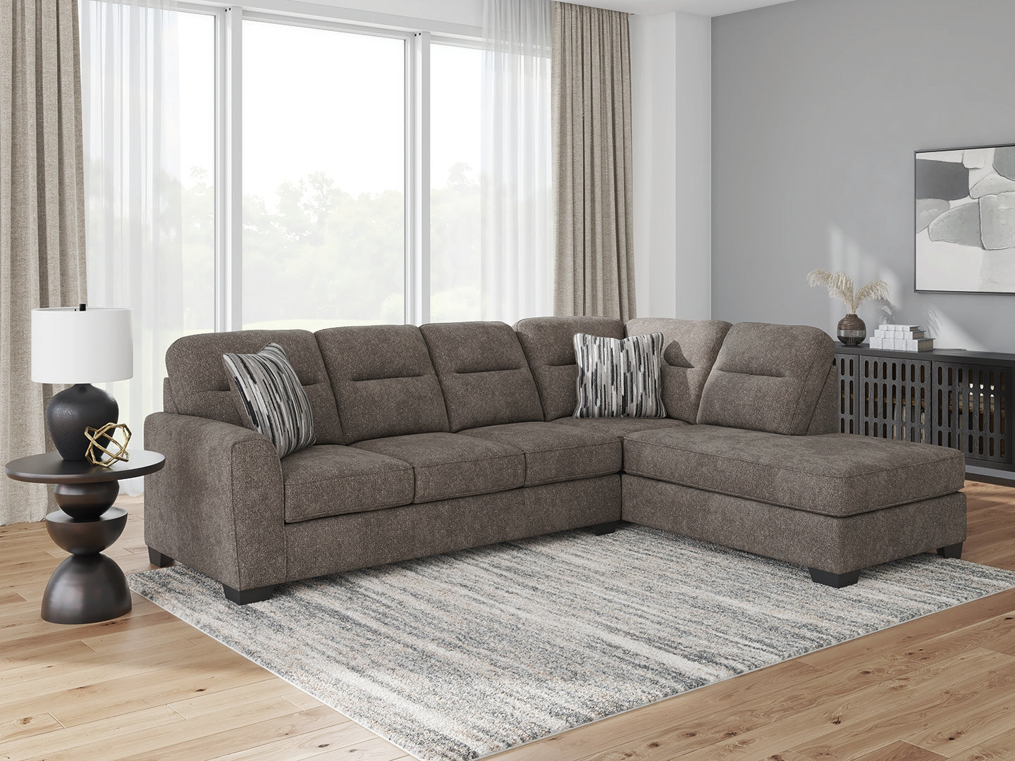 Stuart Furniture Outlet - Ashley Furniture - Olten Sectional - RAF 2-Piece Sectional with Chaise / Graphite - 31305S1
