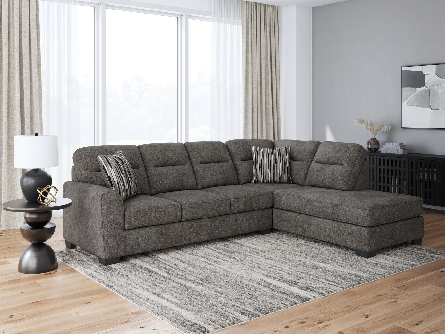 Stuart Furniture Outlet - Ashley Furniture - Olten Sectional - LAF 2-Piece Sectional with Chaise / Graphite - 31305S2