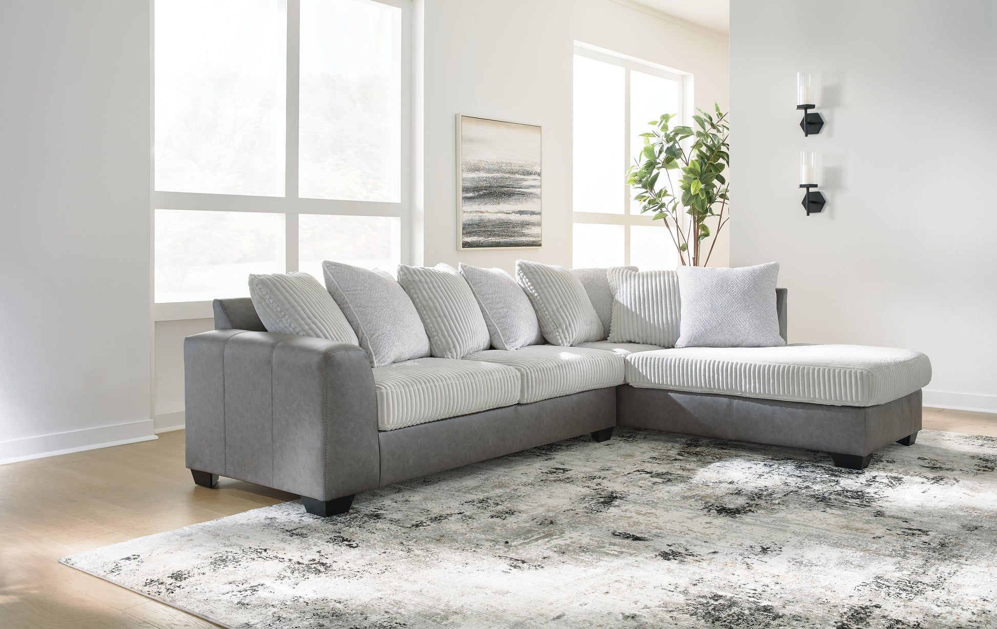 Stuart Furniture Outlet - Ashley Furniture - Clairette Court Sectional - RAF 2-Piece Sectional with Chaise / Alloy - 31503S1