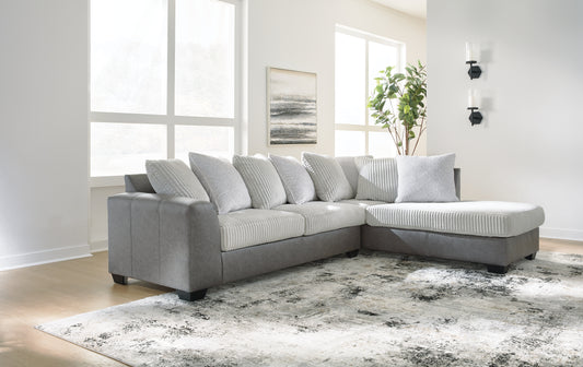 Stuart Furniture Outlet - Ashley Furniture - Clairette Court Sectional - RAF 2-Piece Sectional with Chaise / Alloy - 31503S1