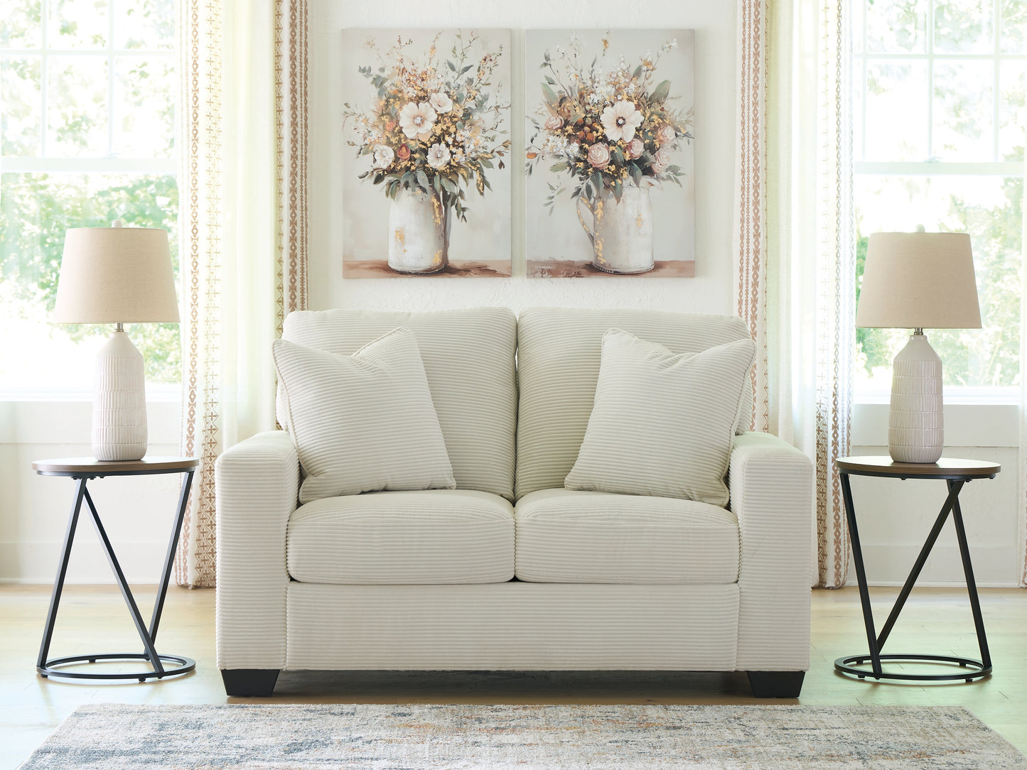 Stuart Furniture Outlet - Ashley Furniture - Greenbriar Living Room - Loveseat / Ivory - PC3200635