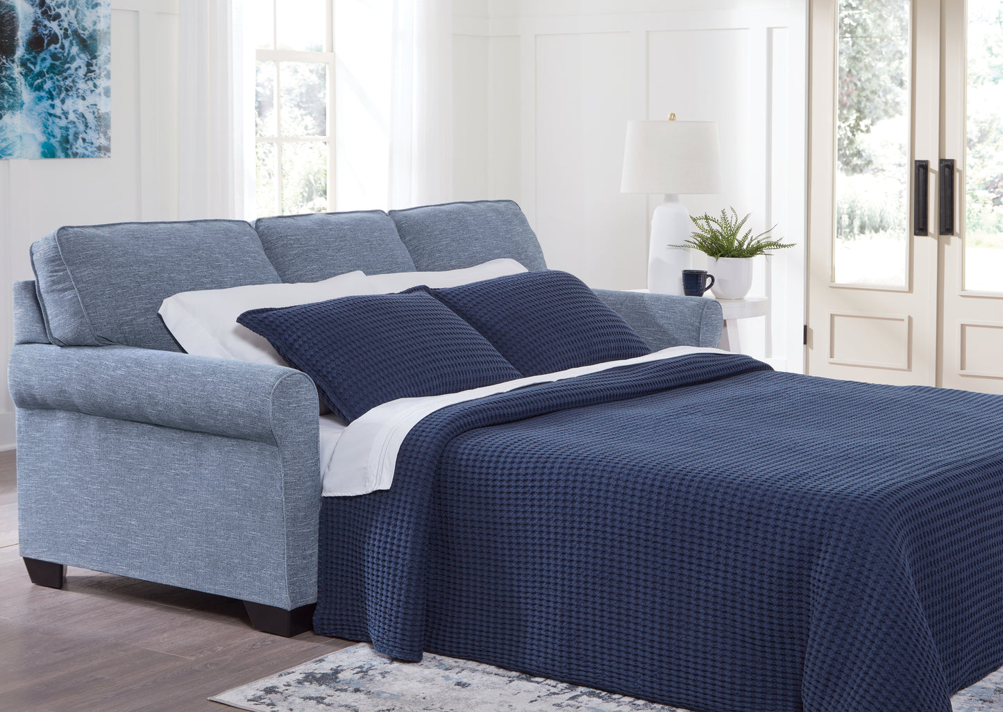 Stuart Furniture Outlet - Ashley Furniture - Carissa Manor Living Room - Queen Sofa Sleeper / Denim - 3260439