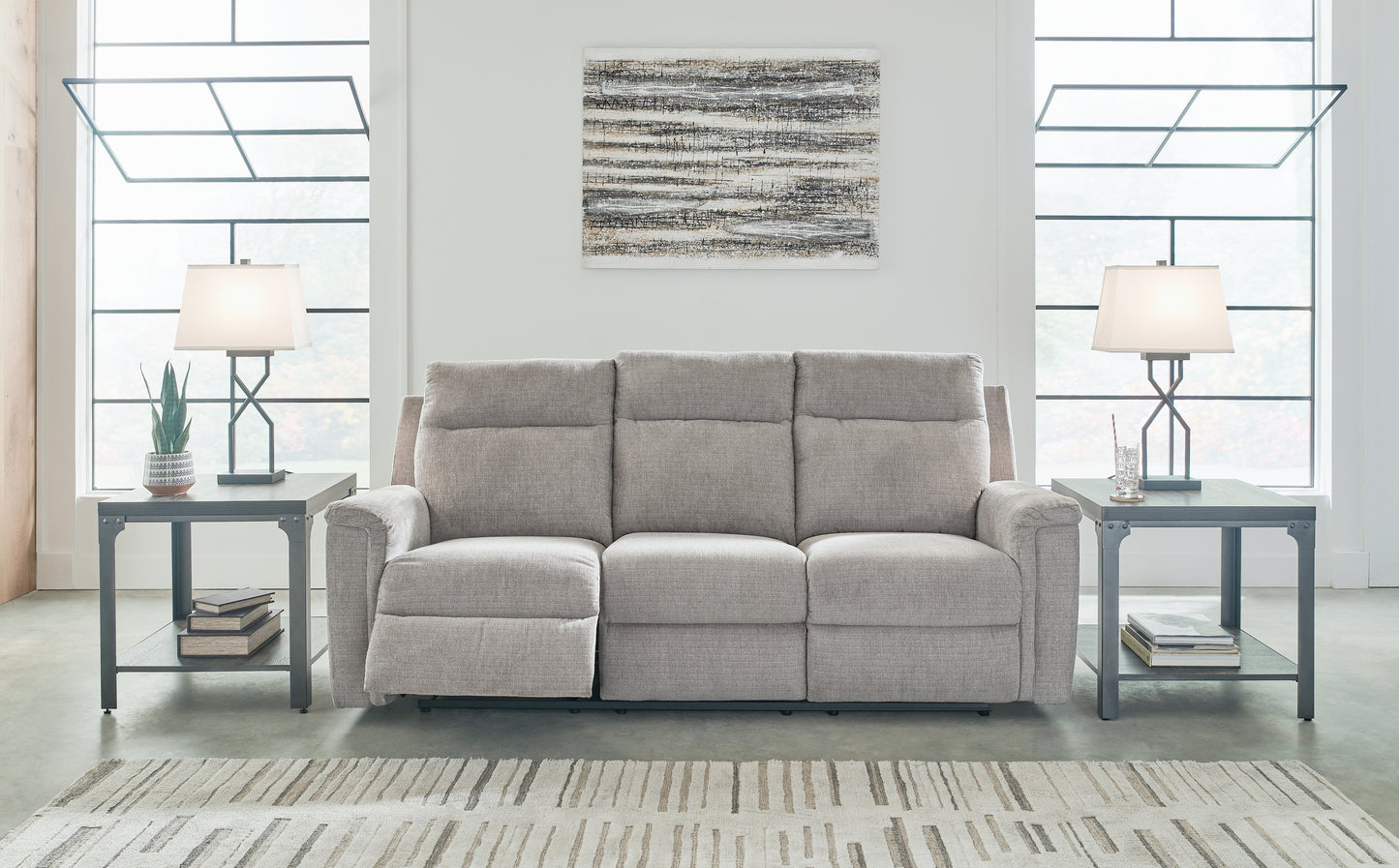 Stuart Furniture Outlet - Ashley Furniture - Barnsana Living Room - Reclining Power Sofa / Ash - 3320187