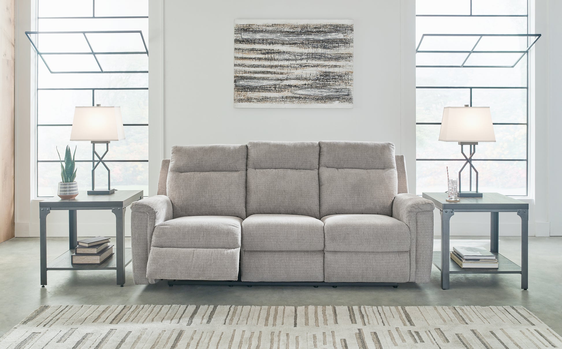 Stuart Furniture Outlet - Ashley Furniture - Barnsana Living Room - Reclining Power Sofa / Ash - 3320187