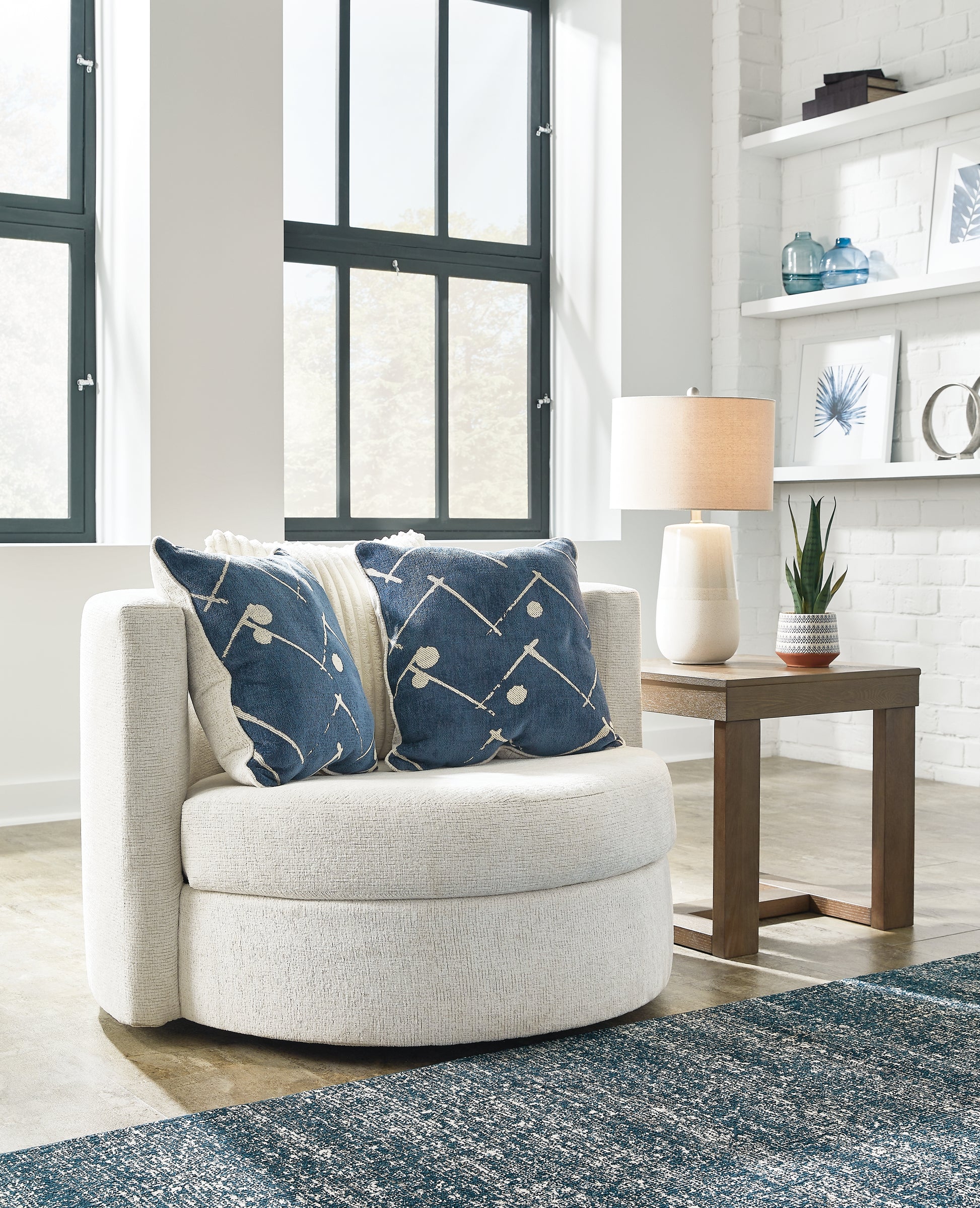 Stuart Furniture Outlet - Ashley Furniture - Padova Living Room - Swivel Accent Chair / Ivory - 3370644