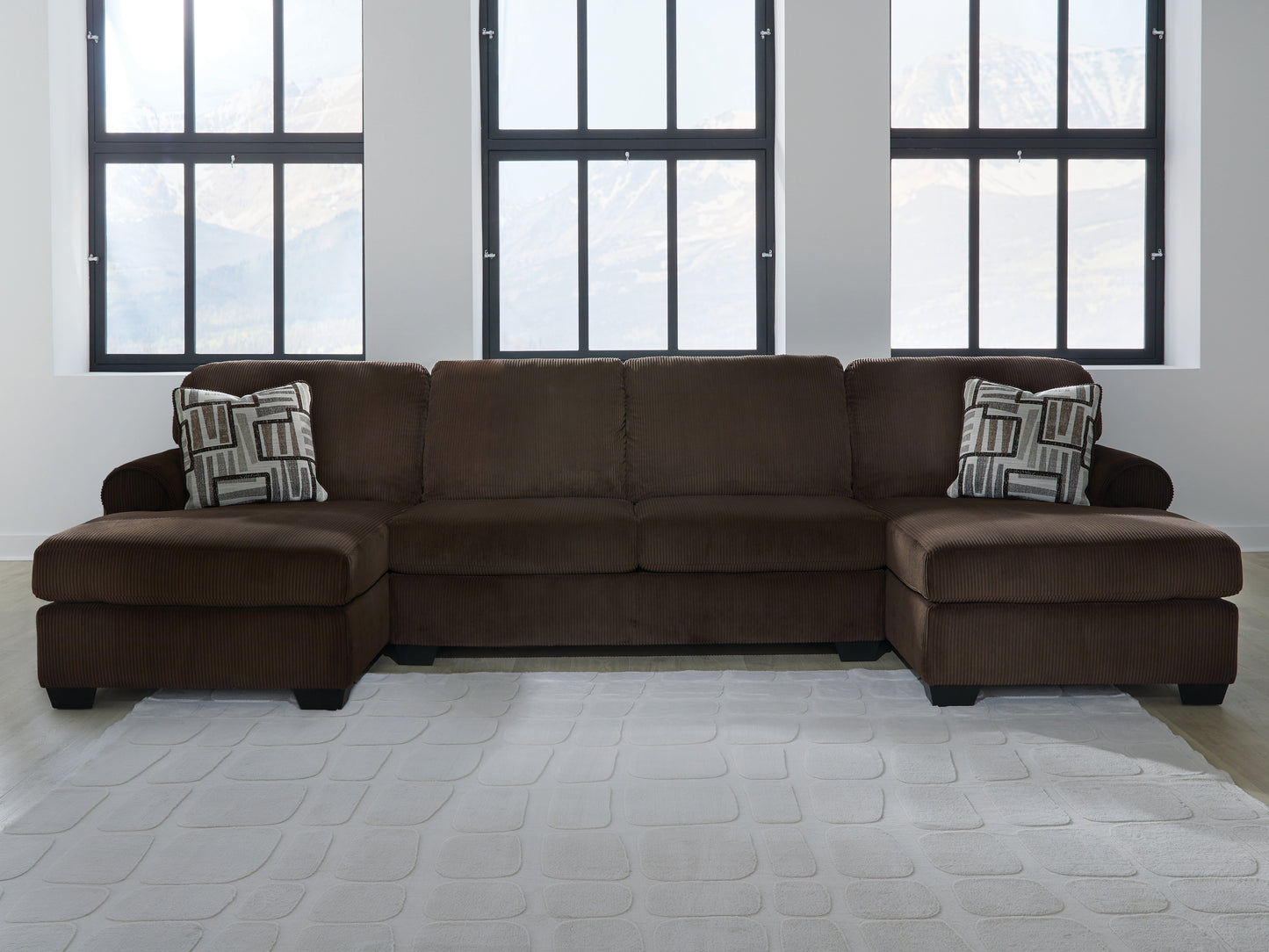 Stuart Furniture Outlet - Ashley Furniture - Kimlee Sectional - RAF 3-Piece Sectional with Double Chaise / Chocolate - PC35603S3