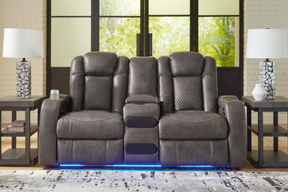 Stuart Furniture Outlet - Ashley Furniture - Fyne-Dyme Living Room - PWR REC Loveseat/CON/ADJ HDRST / Shadow - 3660218