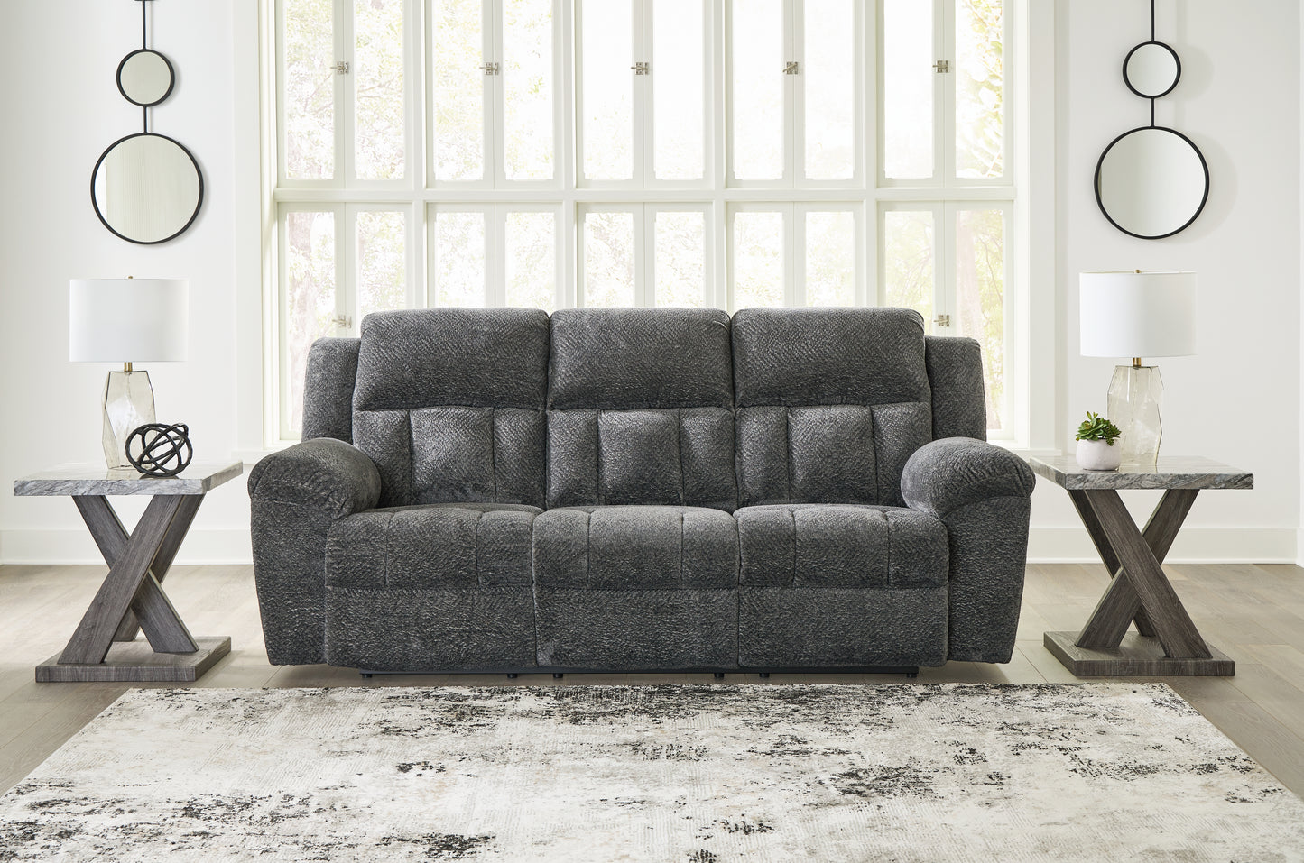 Stuart Furniture Outlet - Ashley Furniture - Frohn Living Room - Reclining Sofa / Graphite - 3740688