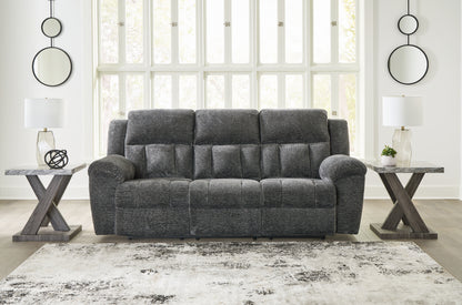 Stuart Furniture Outlet - Ashley Furniture - Frohn Living Room - Reclining Sofa / Graphite - 3740688