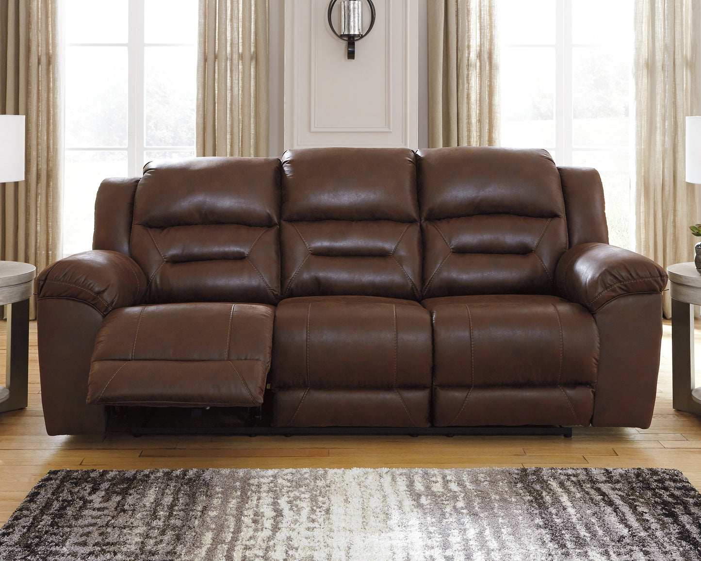 Stuart Furniture Outlet - Ashley Furniture - Stoneland Living Room - Reclining Power Sofa / Chocolate - 3990487