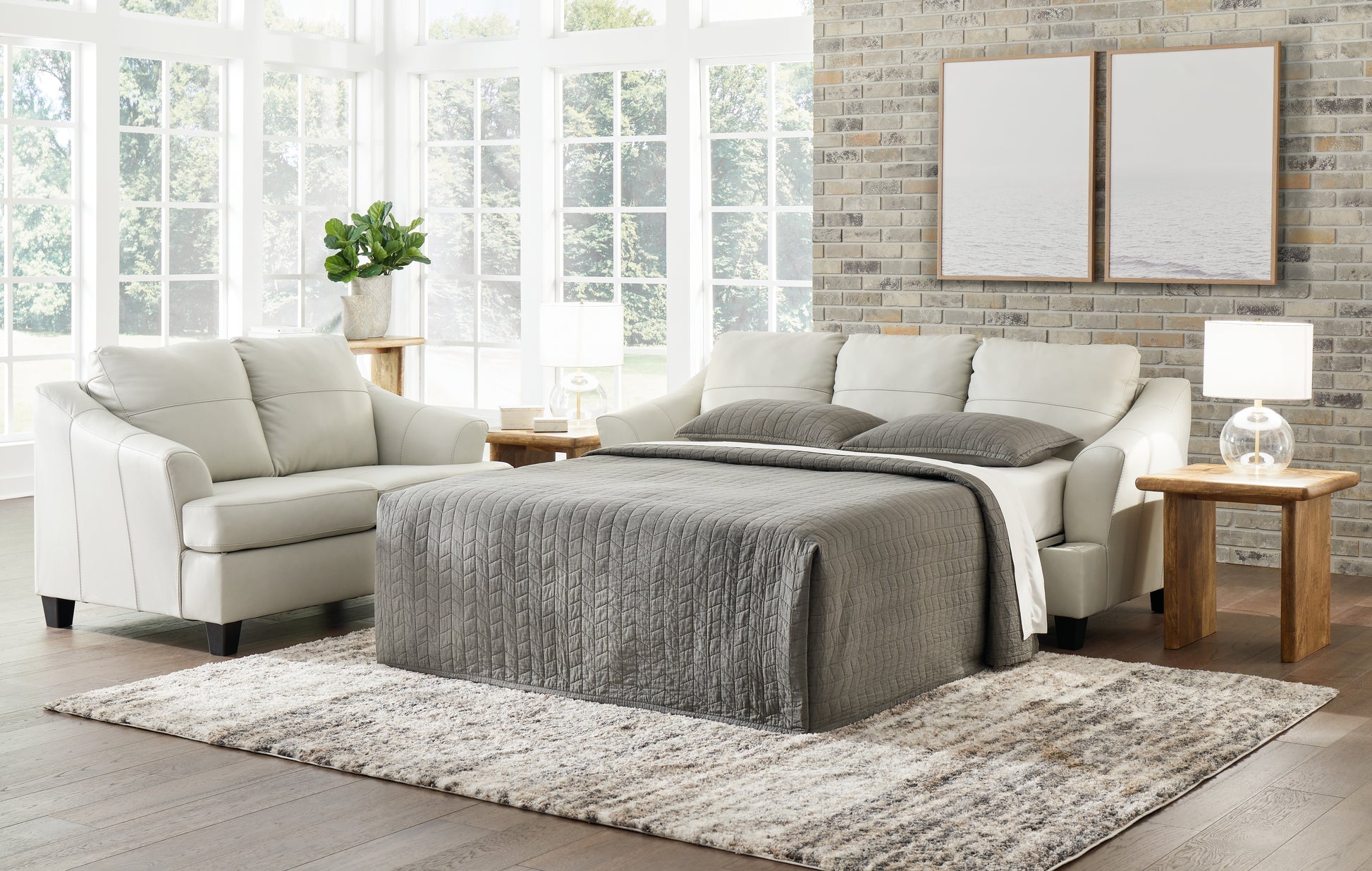 Stuart Furniture Outlet - Ashley Furniture - Genoa Living Room - Queen Sofa Sleeper / Coconut - 4770439
