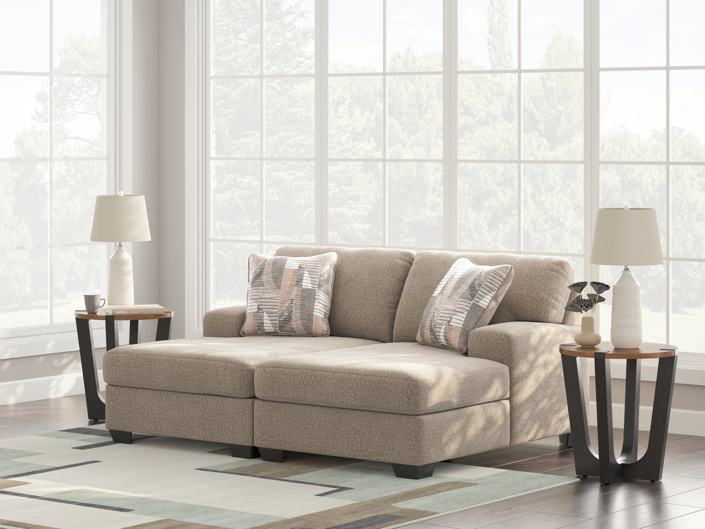 Stuart Furniture Outlet - Ashley Furniture - Newellen Sectional - RAF 2-Piece Super Chaise / Hemp - 48404S4