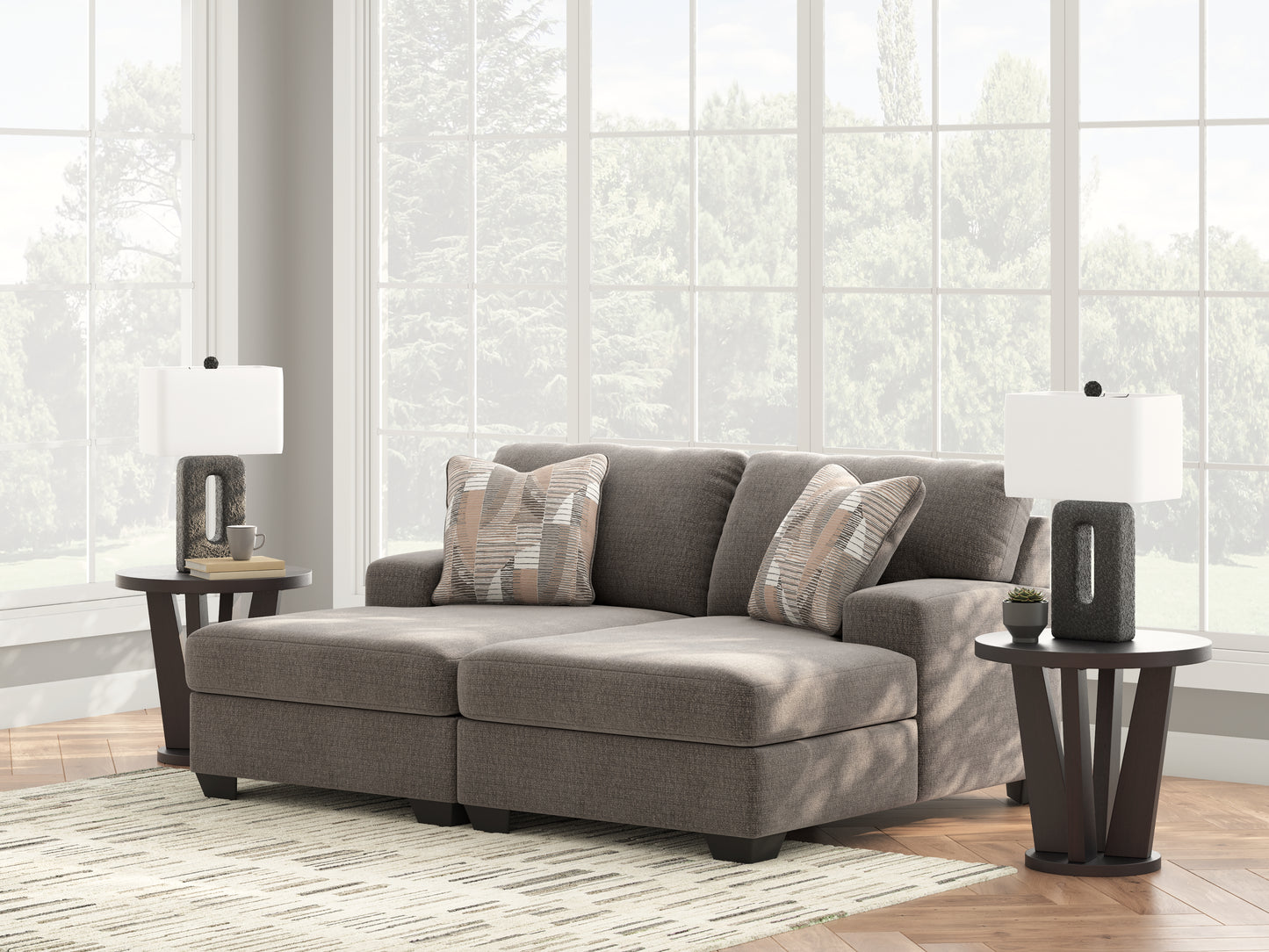 Stuart Furniture Outlet - Ashley Furniture - Newellen Sectional - RAF 2-Piece Super Chaise / Greystone - 48405S4
