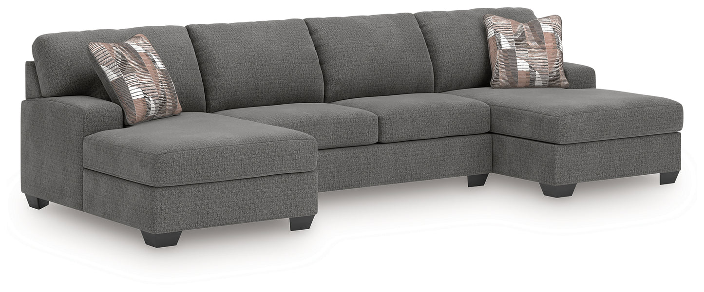 Stuart Furniture Outlet - Ashley Furniture - Newellen Sectional - RAF 3-Piece Sectional with Double Chaise / Greystone - 48405S3