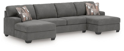 Stuart Furniture Outlet - Ashley Furniture - Newellen Sectional - RAF 3-Piece Sectional with Double Chaise / Greystone - 48405S3