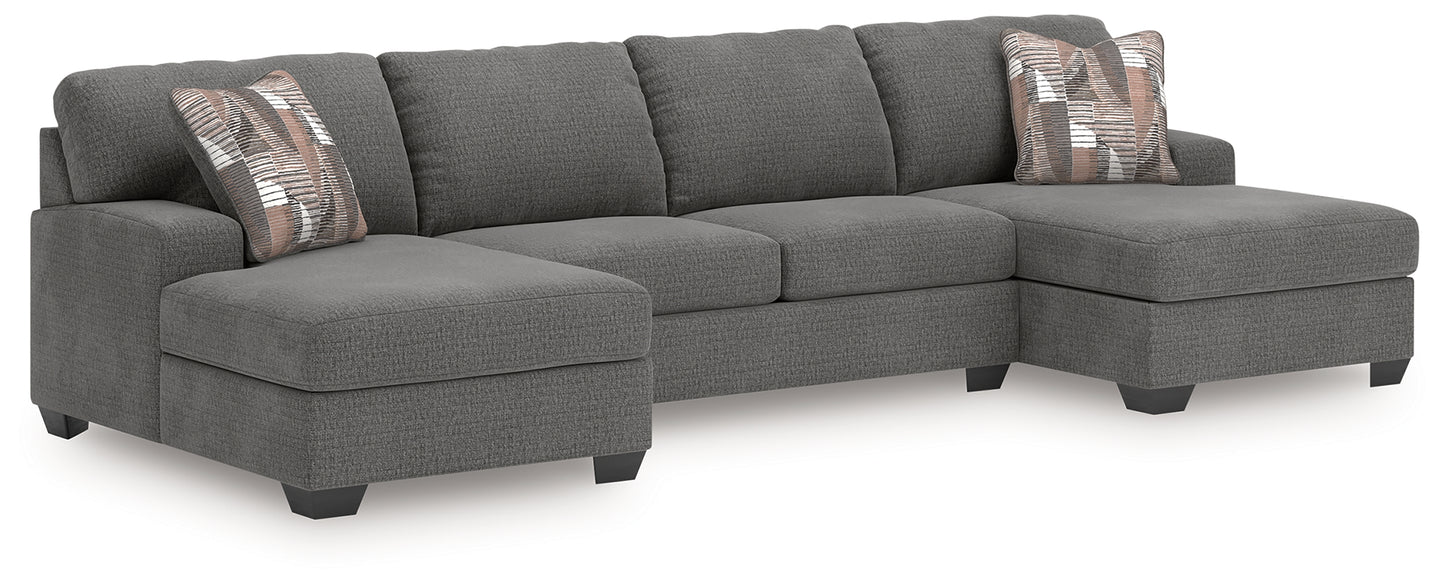 Stuart Furniture Outlet - Ashley Furniture - Newellen Sectional - RAF 3-Piece Sleeper Sectional with Double Chaise / Greystone - 48405S7