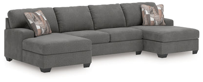 Stuart Furniture Outlet - Ashley Furniture - Newellen Sectional - RAF 3-Piece Sleeper Sectional with Double Chaise / Greystone - 48405S7