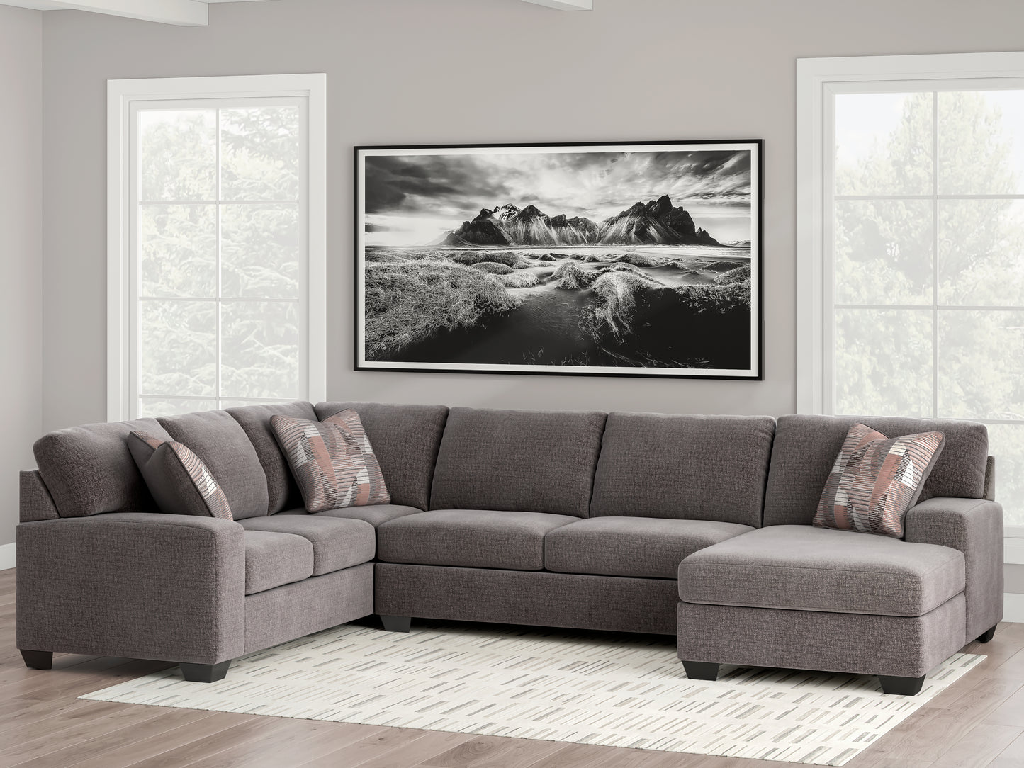 Stuart Furniture Outlet - Ashley Furniture - Newellen Sectional - LAF 3-Piece Sectional with Chaise / Greystone - 48405S2